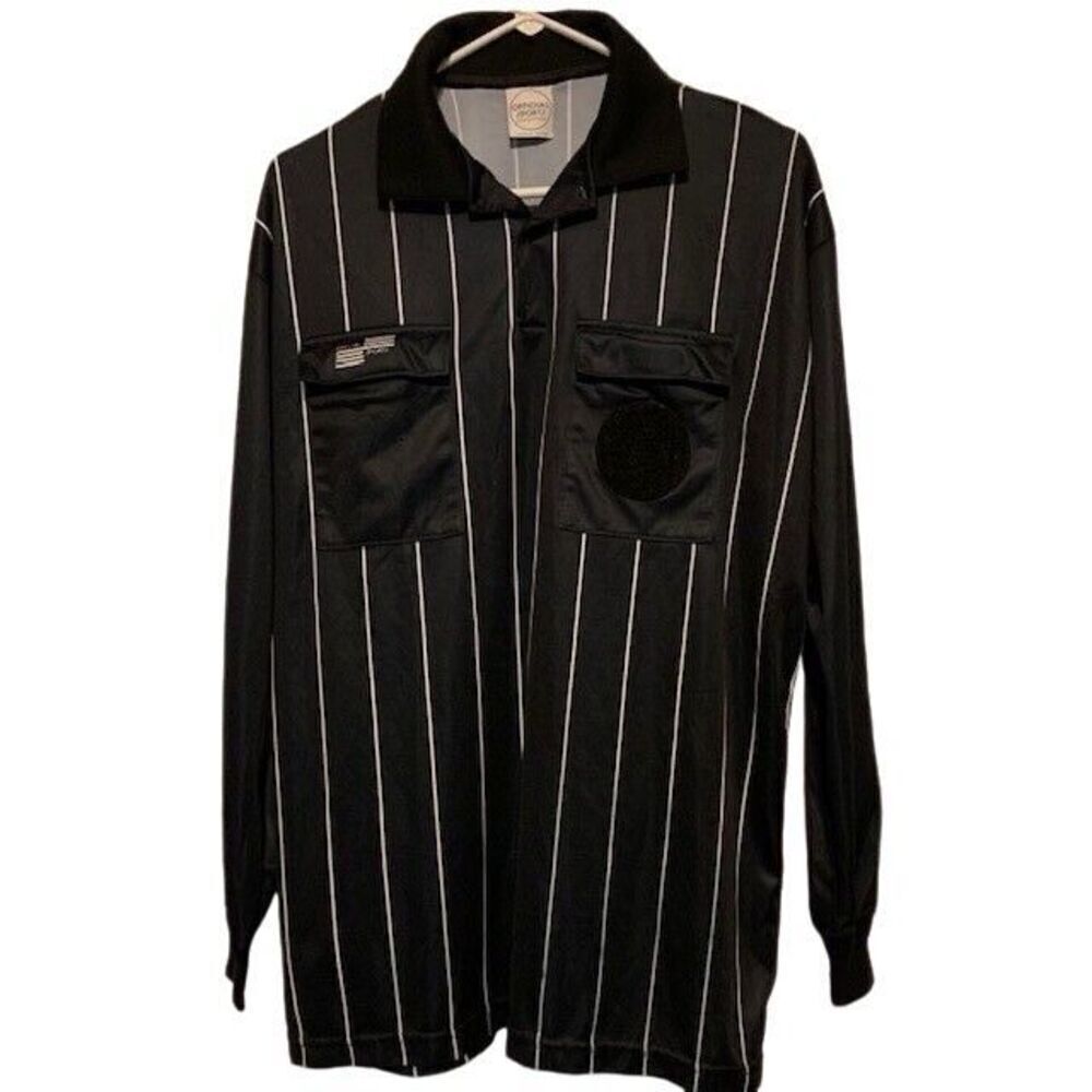 OFFICIAL SPORTS SIZE LARGE LONG SLEEVED SOCCER REFEREE UNIFORM SHIRT